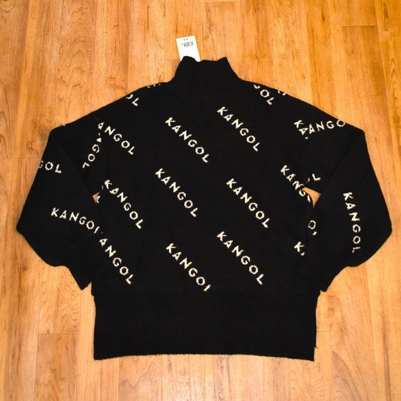 Kangol x H&M Black All Over Logo Mock Neck Sweater Women's Small - Picture 2 of 5